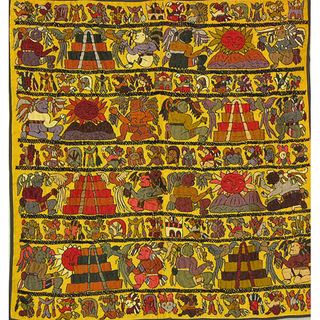 Cotton Yellow Embroidered Mayan Tapestry (Guatemala)