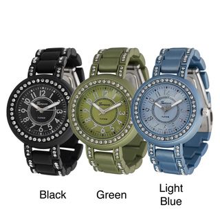 Geneva Platinum Womens Rhinestone Soft coated Link Watch