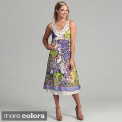 Ebene Womens Abstract Print Silk Sleeveless Dress Today: $45.99