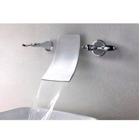 Waterfall Brass Bathroom Sink Faucet (Wall Mount  