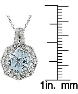 10k Gold Aquamarine 1/6ct TDW Diamond Necklace