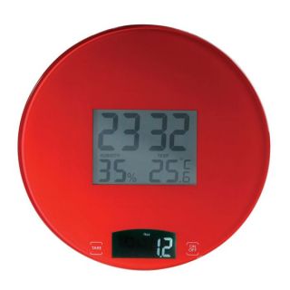 Balance électronique rouge avec horloge DOM251R   Balance de cuisine