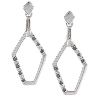Sterling Silver 1/5ct TDW Blue Diamond Dangle Earrings