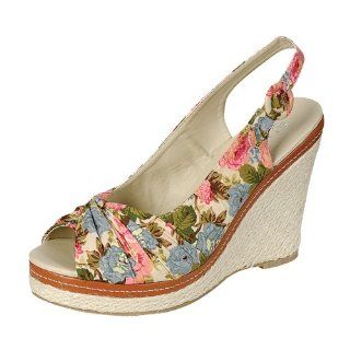 Reneeze COLOR 01 Womens Floral Peep Toe Wedge Sandals  Coffee Shoes