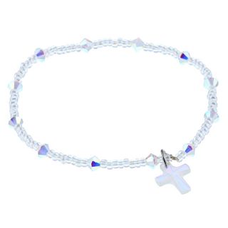 Crystale Silver Seed Bead Crystal Cross Stretch Bracelet Today $12.39