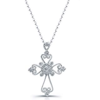 Sterling Silver 1/10ct TDW Diamond Cross Necklace MSRP $150.00 Today