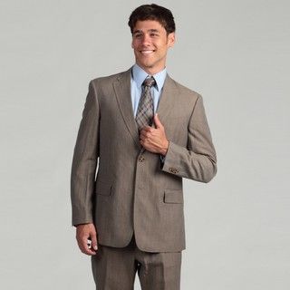 Tommy Hilfiger Mens Taupe Stripe Linen Blend Suit
