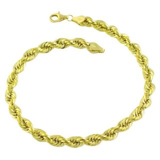 Fremada 10k Yellow Gold 8.5 inch Semi solid Rope Chain Bracelet (5 mm
