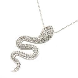 14k White Gold 3/4ct TDW Diamond Snake Necklace (H I, I2)
