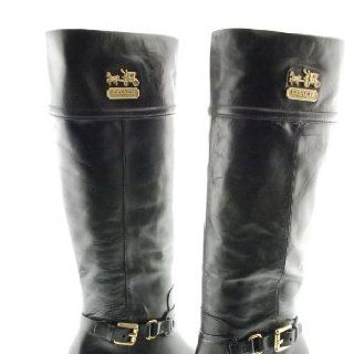 Coach Sapphire $398 Black Calf Leather Tall Knee Boots Shoes Size 5