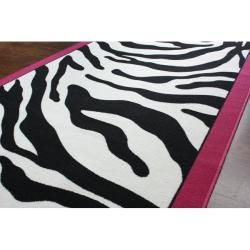 Alexa Playtime Zebra Pink Border Kids Rug (45 x 69)