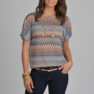 AnnaLee + Hope Womens Chevron Printed top with bo