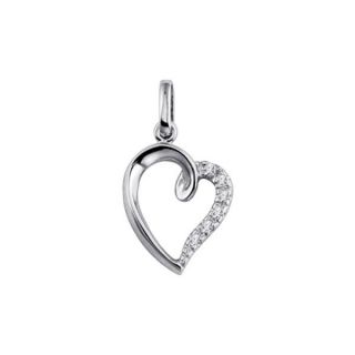 Pendentif coeur en or gris 375 ‰ et oxydes de zirconium. 13 sur 17