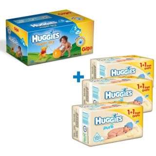 HUGGIES Super Dry Giga Box T5 + 3 x lingettes Pure   Achat / Vente