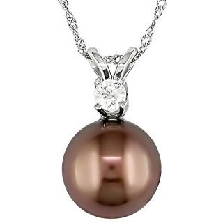 Miadora 10k White Gold Tahitian Pearl and Diamond Necklace Today $216