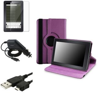 Purple Case/ Car Charger/ Cable/ LCD Protector for  Kindle Fire