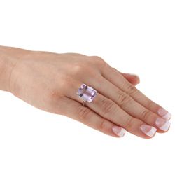 Viducci 10k White Gold Amethyst and Diamond Accent Ring