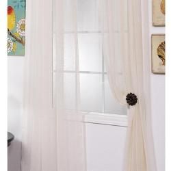 Linen Open Weave Cream 108 inch Sheer Curtain Panel