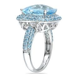 Miadora Sterling Silver Sky and Swiss Blue Topaz Ring