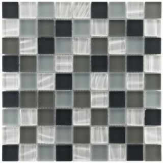 SomerTile 12x12 in View Medallion 1 in Monochrome Glass Mosaic Tile
