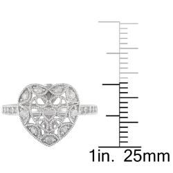 Miadora 10k Gold 1/5ct TDW Diamond and Pink Sapphire Heart Ring (H I