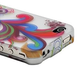 White/ Colorful Flower Rubber Coated Case for Apple iPhone 4/ 4S