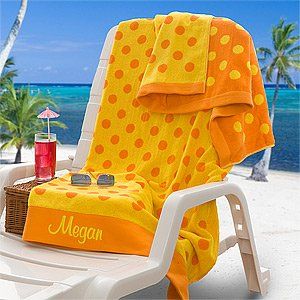 Personalized Oversized Beach Towel   Yellow & Orange