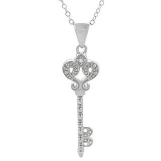 Tressa Sterling Silver Diamond Chip Key Necklace