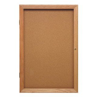 Ghent Enclosed Bulletin Board w/ One Door & Solid Oak