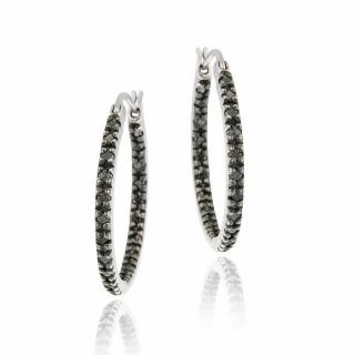 DB Designs Sterling Silver 2/5ct TDW Black Diamond Hoop Earrings Today