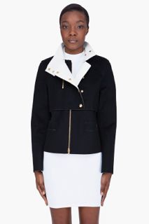 Alexander Wang Black Wool Leather Trim Zip Jacket for women