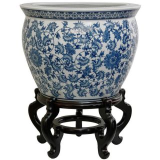 Porcelain 16 inch Blue and White Floral Fishbowl (China) Today $148