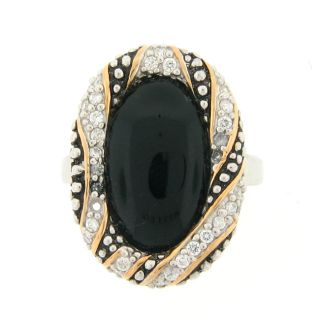 Meredith Leigh Sterling Silver Onyx and Cubic Zirconia Ring Today $56