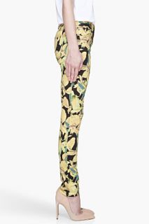 Alice + Olivia Yellow Iris Print Skinny Jeans for women