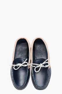 Quoddy Navy Hand stitched Deck Moccasins for men