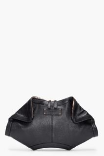 Alexander McQueen Oversize Black Leather De Manta Clutch for women