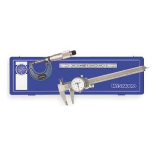 Westward 4KU85 Measuring Tool Kit, 3 Pc, Hardened Case