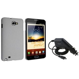 BasAcc Grey Matte Case/ Car Charger for Samsung© Galaxy Note N7000