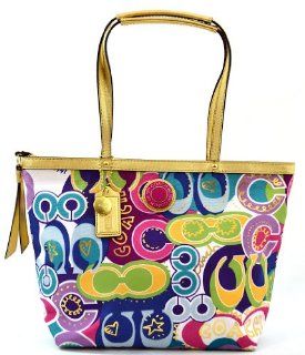  Coach Limited Edition Signature Poppy Doodle Bag Tote Multi Shoes