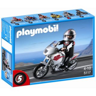 Playmobil   5117   Encore plus de vitesse  Un motard playmobil et sa