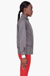 Maison Kitsune Grey Wool Army Jacket for women