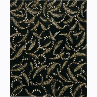 Hand knotted Mandara Floral Black Rug (26 x 76) Today $254.99 Sale