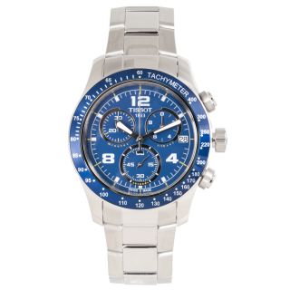 Tissot Mens V8 Blue Dial Stainless Steel Chronograph Watch Today $