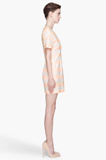 Thakoon Peach And Ivory Striped Lace Jacquard Dress for women
