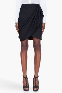 3.1 Phillip Lim Black Draped Silk Wrap Skirt for women