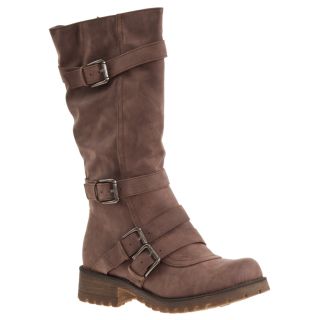 Riverberry Womens Combat Taupe Mid calf Boots Today $45.99