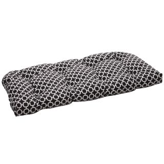 Pillow Perfect Outdoor Geometric Black/ White Wicker Loveseat Cushion