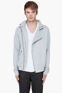 SLVR Grey Hooded French Terry Jacket for men