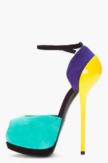 Giuseppe Zanotti Turquoise Colorblock Sharon Heels for women