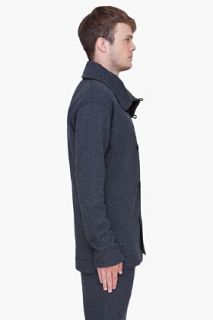 Y 3 Oversize Charcoal Felt Cardigan for men